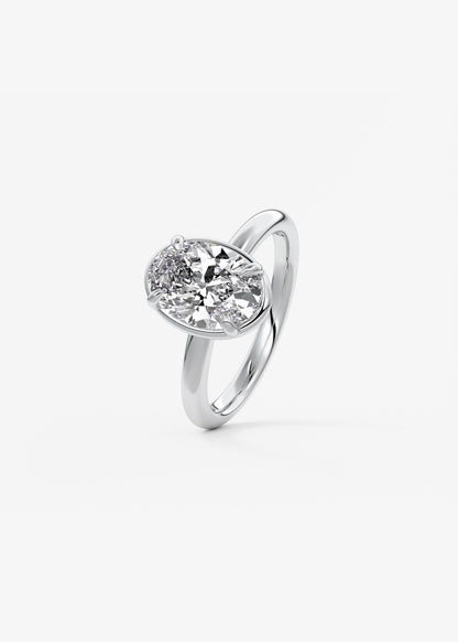 Oval Bezel Lab Grown Diamond Engagement Ring