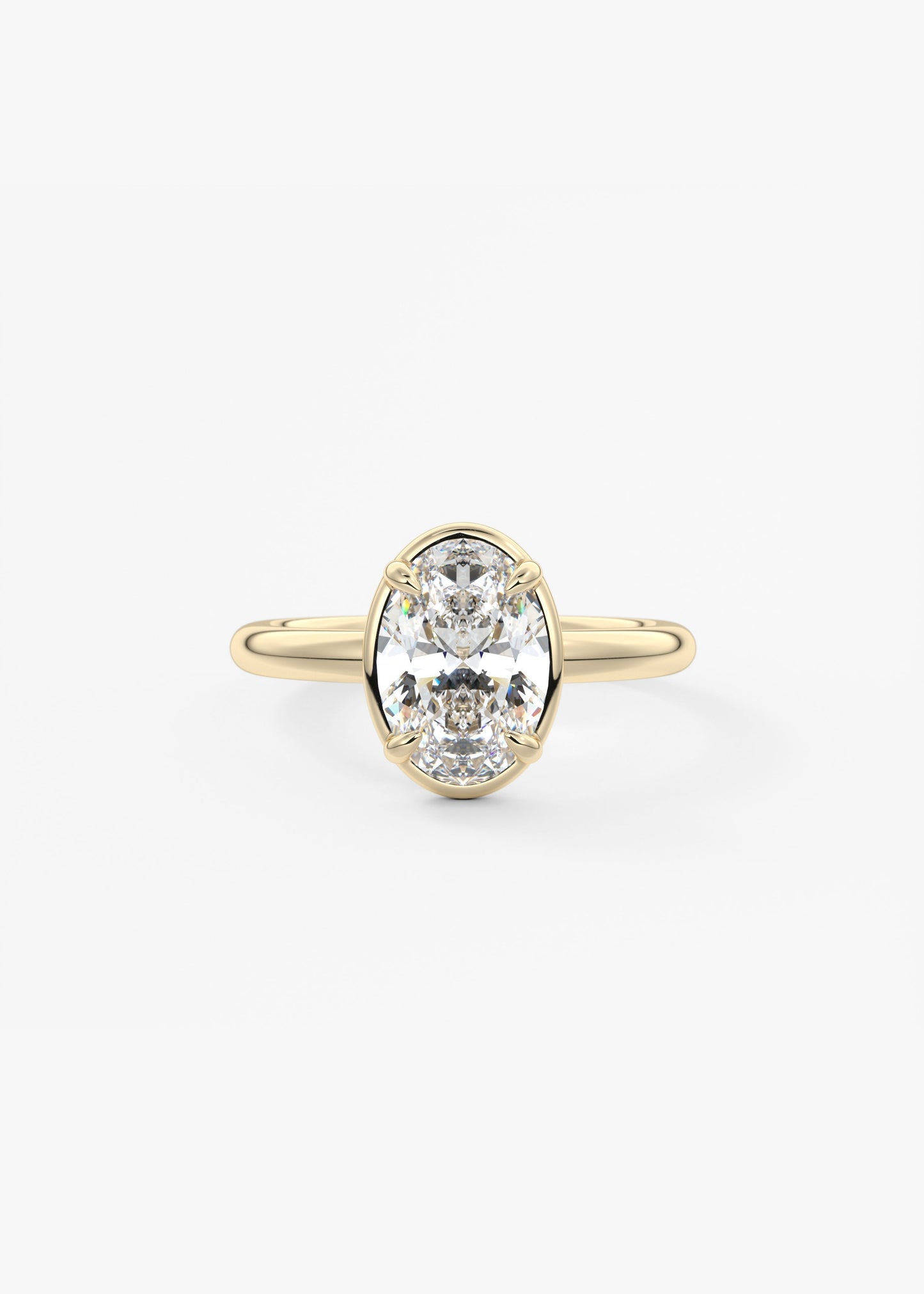 Oval Bezel Lab Grown Diamond Engagement Ring