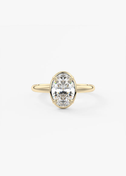 Oval Bezel Lab Grown Diamond Engagement Ring