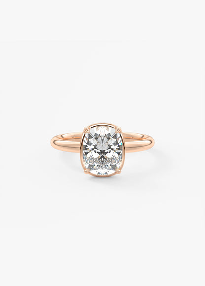 Elongated Cushion Bezel Lab Grown Diamond Engagement Ring