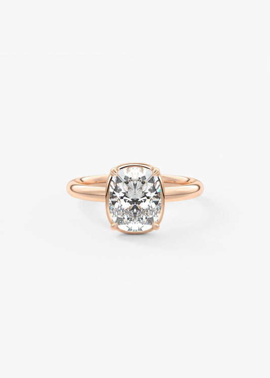 Elongated Cushion Bezel Lab Grown Diamond Engagement Ring