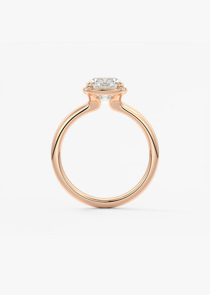 Elongated Cushion Bezel Lab Grown Diamond Engagement Ring