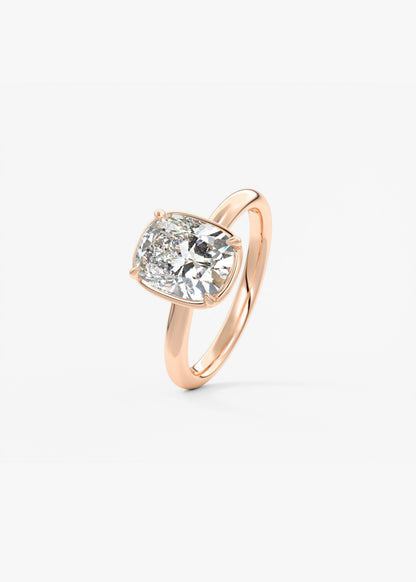 Elongated Cushion Bezel Lab Grown Diamond Engagement Ring
