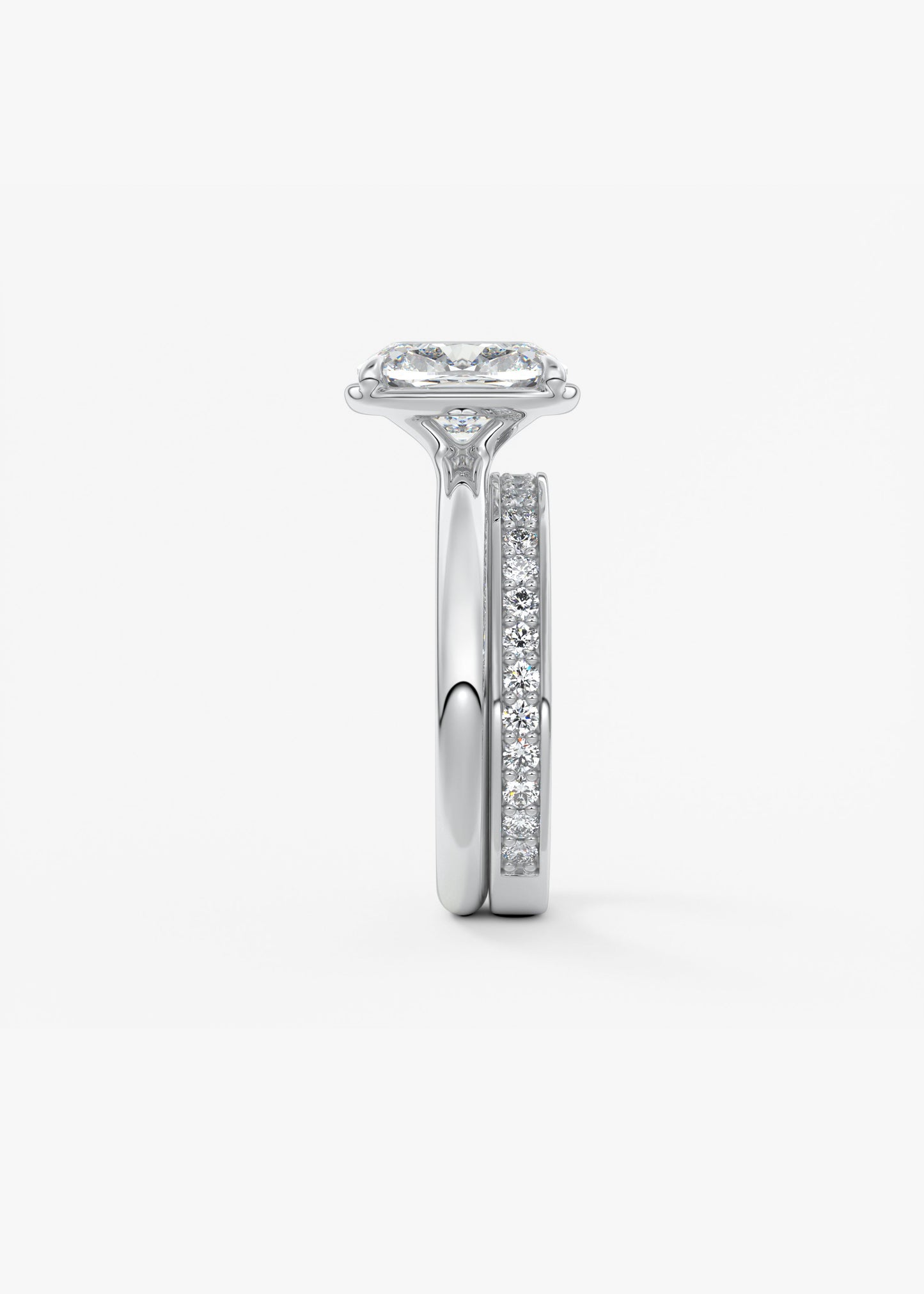 Elongated Cushion Bezel Lab Grown Diamond Engagement Ring