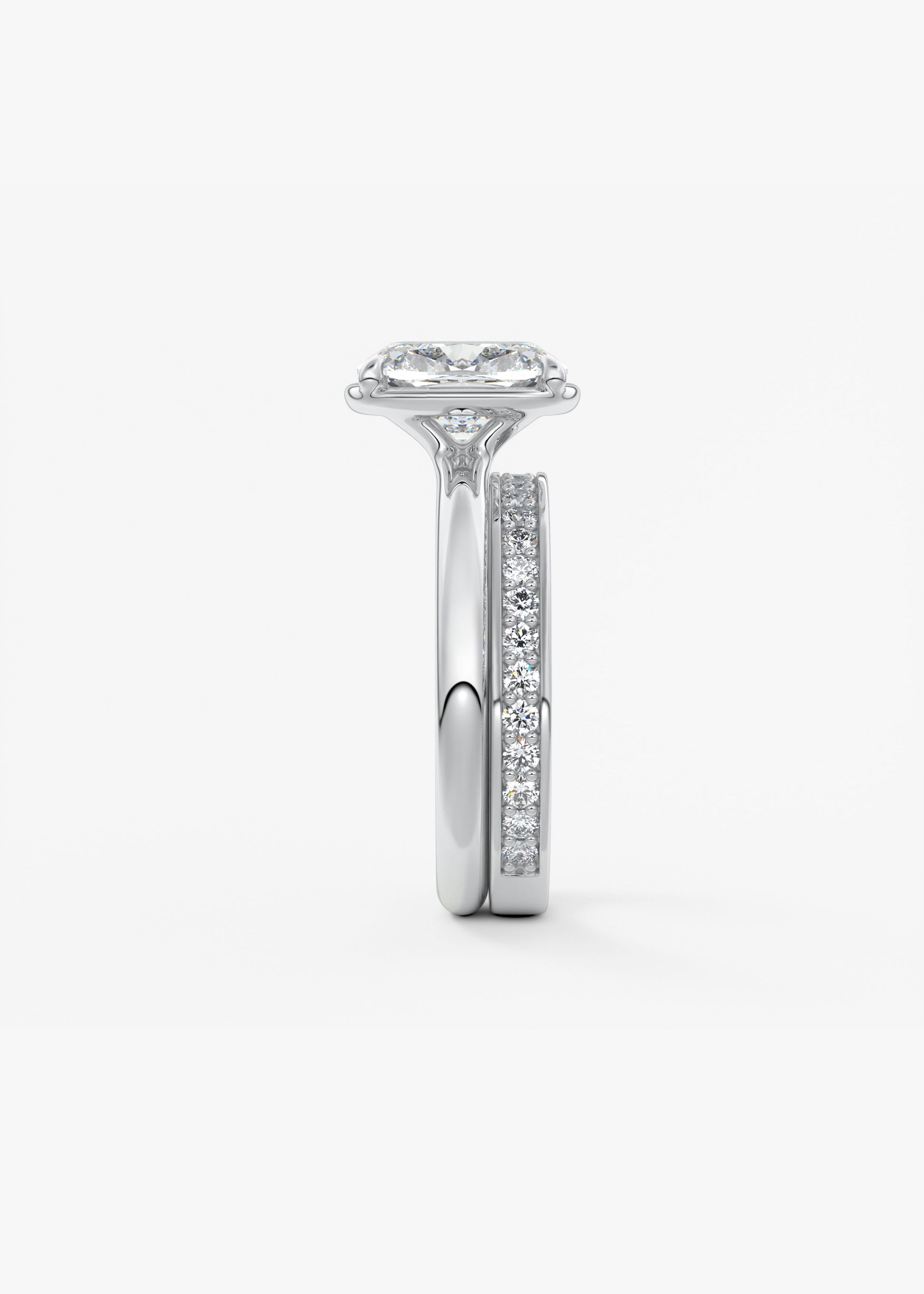Elongated Cushion Bezel Lab Grown Diamond Engagement Ring