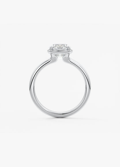 Elongated Cushion Bezel Lab Grown Diamond Engagement Ring
