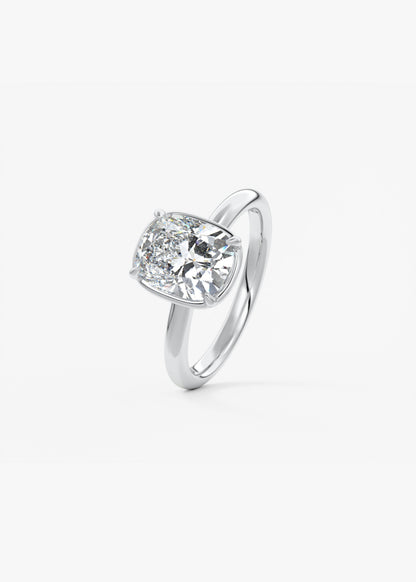 Elongated Cushion Bezel Lab Grown Diamond Engagement Ring