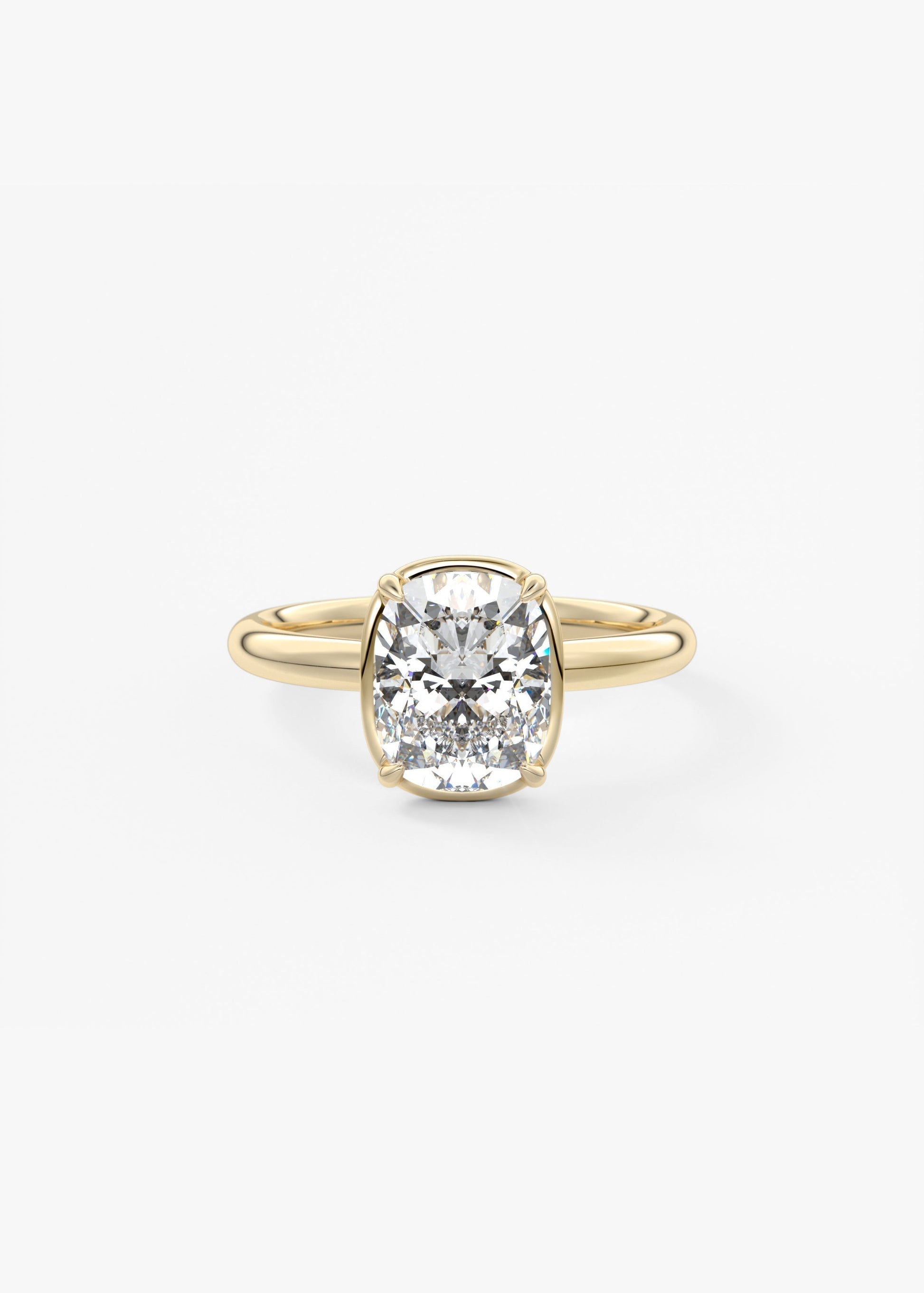 Elongated Cushion Bezel Lab Grown Diamond Engagement Ring