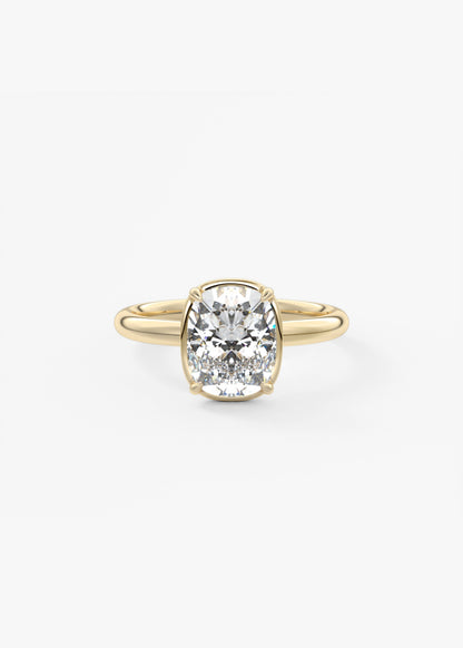 Elongated Cushion Bezel Lab Grown Diamond Engagement Ring