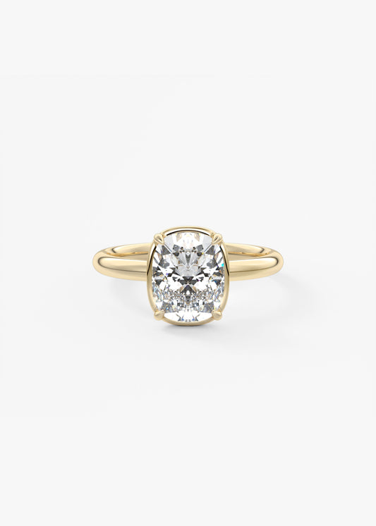 Elongated Cushion Bezel Lab Grown Diamond Engagement Ring