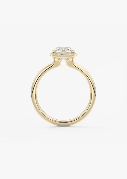 Elongated Cushion Bezel Lab Grown Diamond Engagement Ring