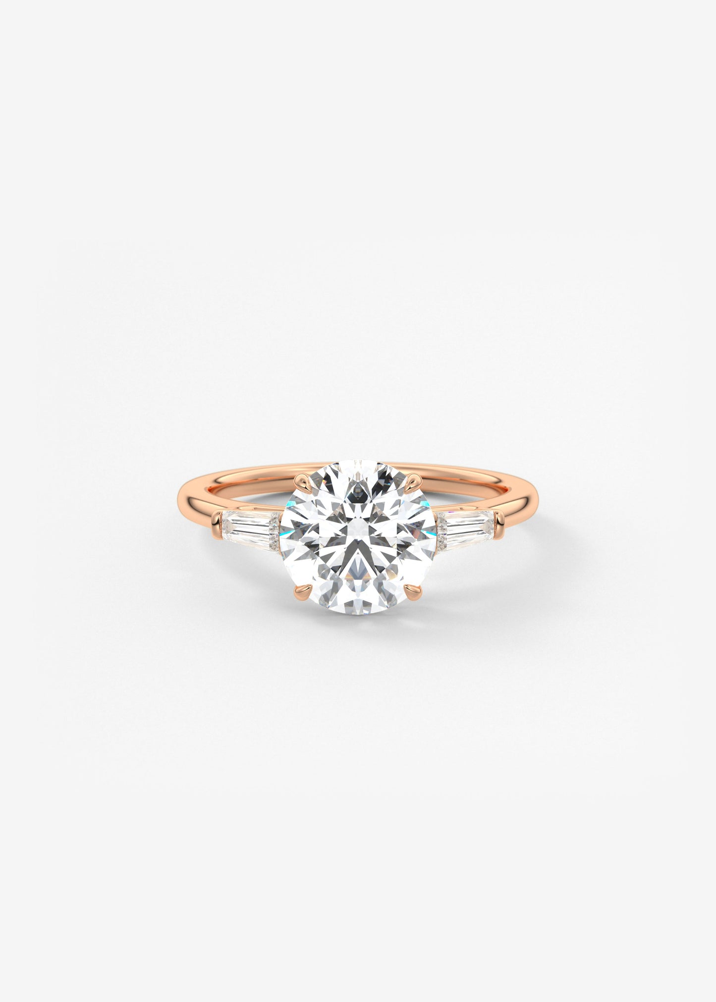 Round Three Stone Lab Grown Diamond Engagement Ring