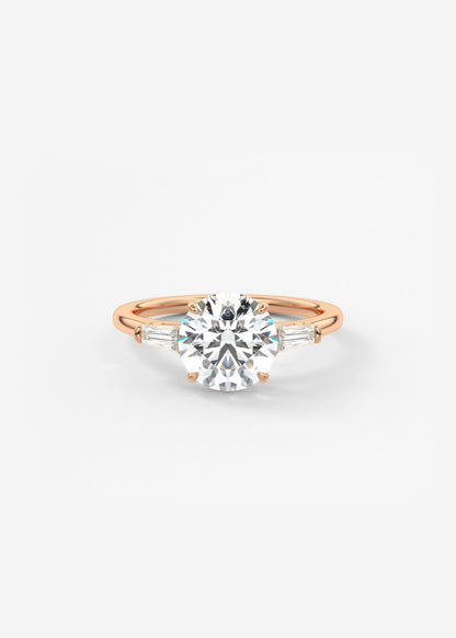 Round Three Stone Lab Grown Diamond Engagement Ring