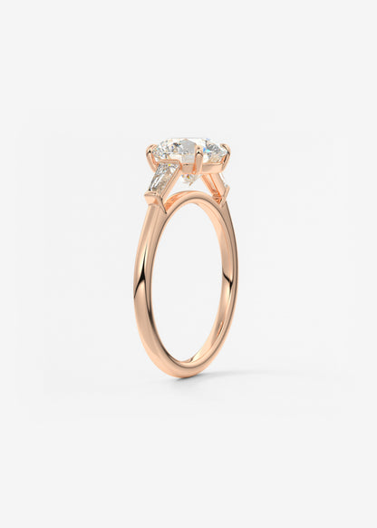Round Three Stone Lab Grown Diamond Engagement Ring