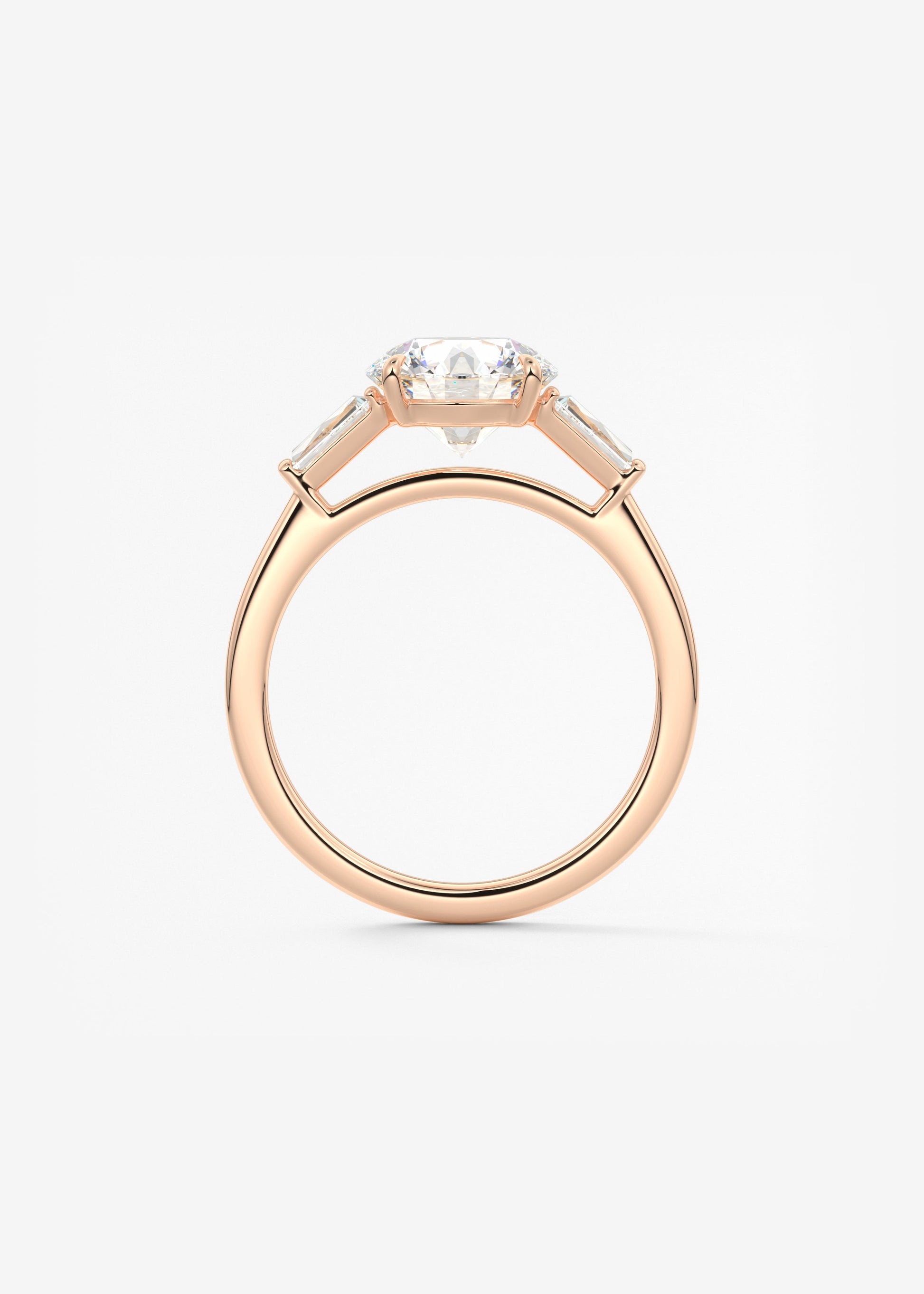 Round Three Stone Lab Grown Diamond Engagement Ring
