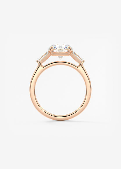 Round Three Stone Lab Grown Diamond Engagement Ring