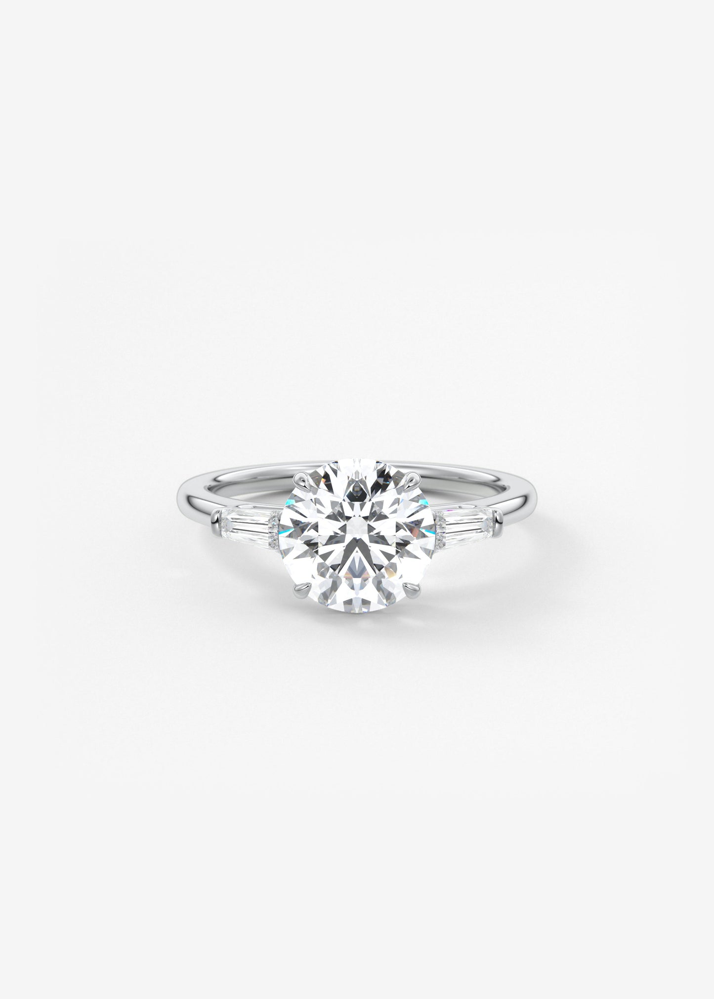 Round Three Stone Lab Grown Diamond Engagement Ring