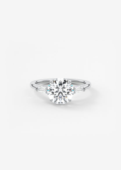 Round Three Stone Lab Grown Diamond Engagement Ring