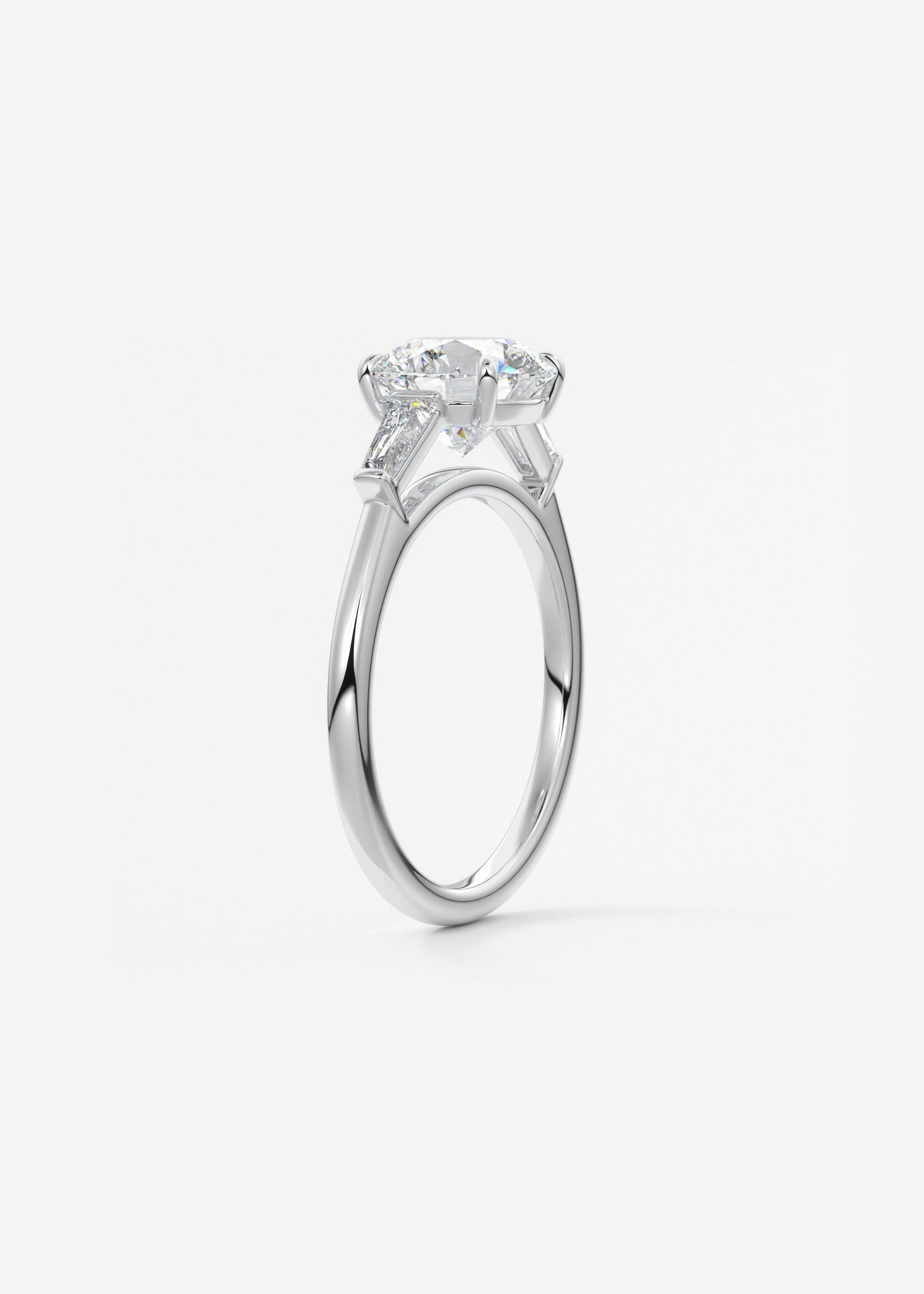 Round Three Stone Lab Grown Diamond Engagement Ring