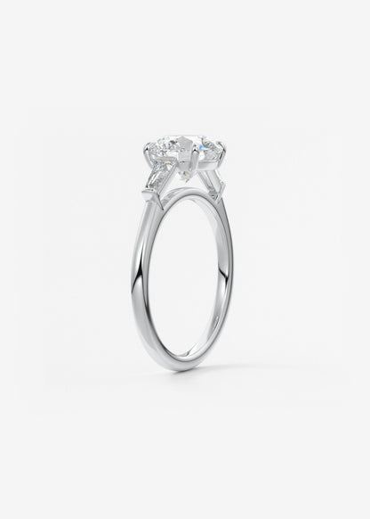 Round Three Stone Lab Grown Diamond Engagement Ring