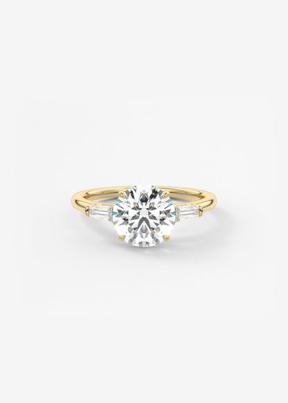 Round Three Stone Lab Grown Diamond Engagement Ring