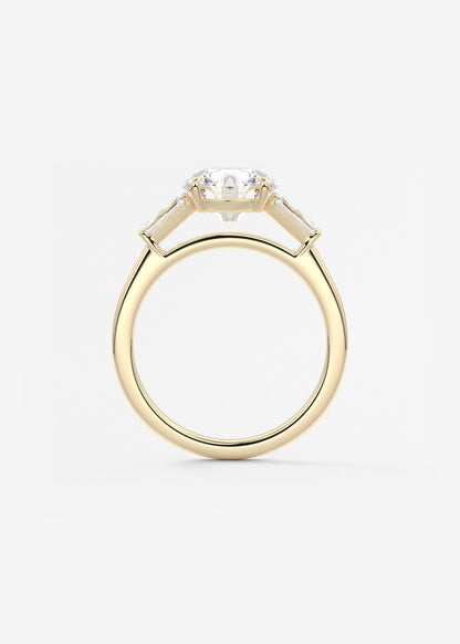 Round Three Stone Lab Grown Diamond Engagement Ring
