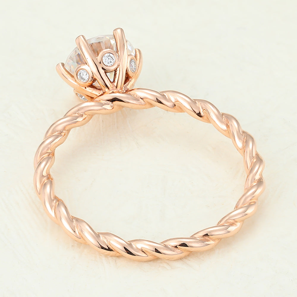 Round Twisted Shank Lab-Grown Diamond Engagement Ring