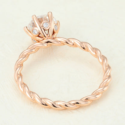 Round Twisted Shank Lab-Grown Diamond Engagement Ring