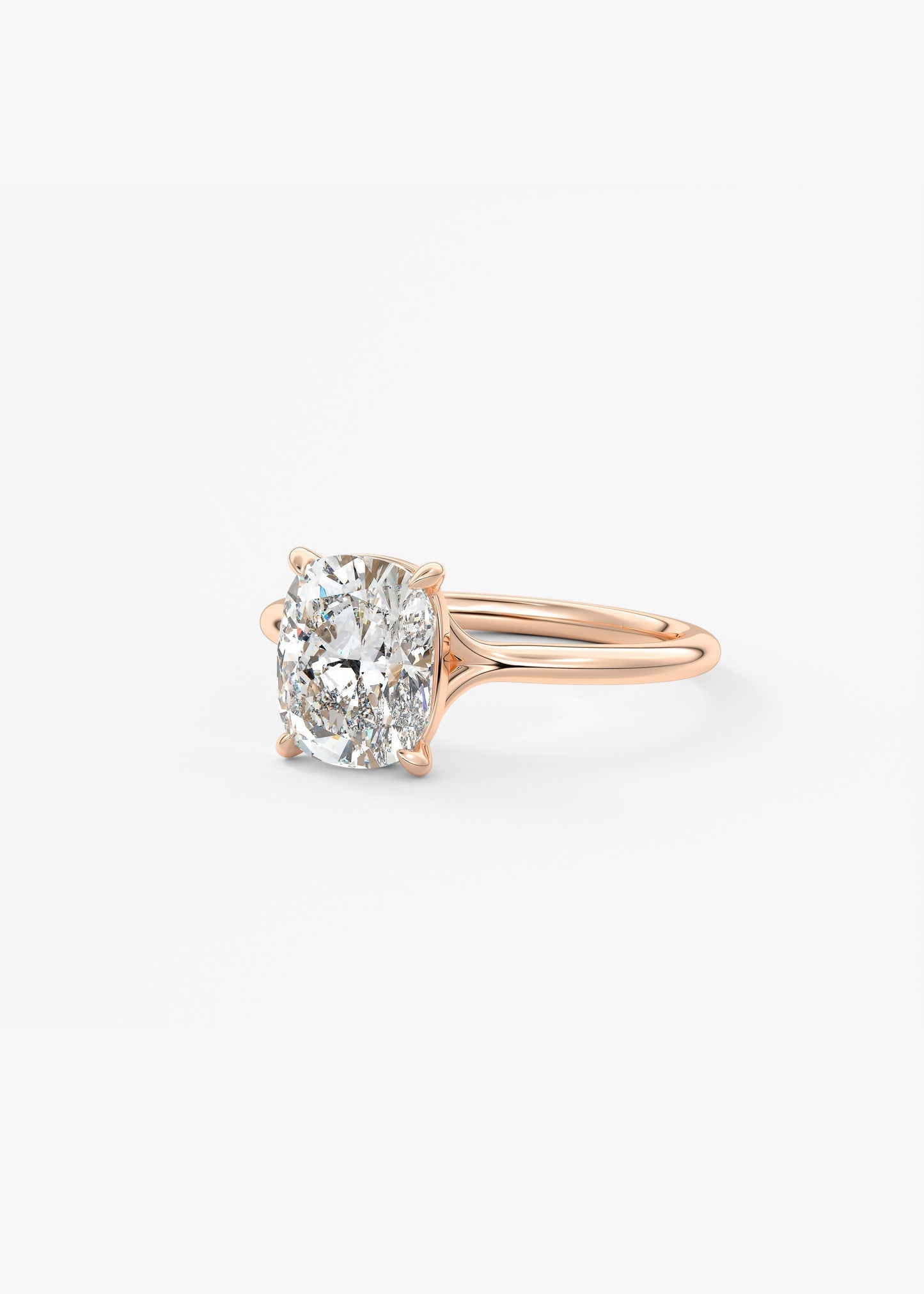 Elongated Cushion Split Shank Lab Grown Diamond Engagement Ring