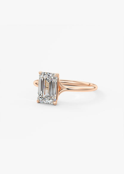 Emerald Split Shank Lab Grown Diamond Engagement Ring