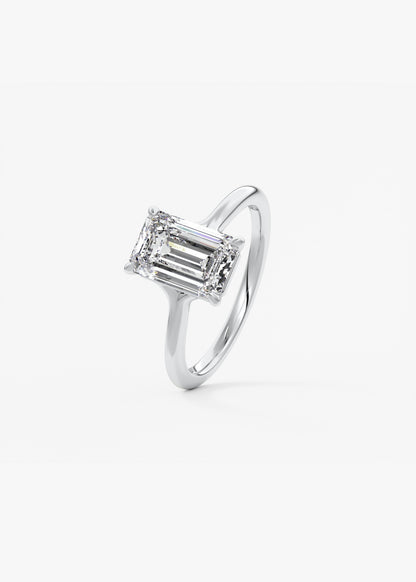 Emerald Split Shank Lab Grown Diamond Engagement Ring
