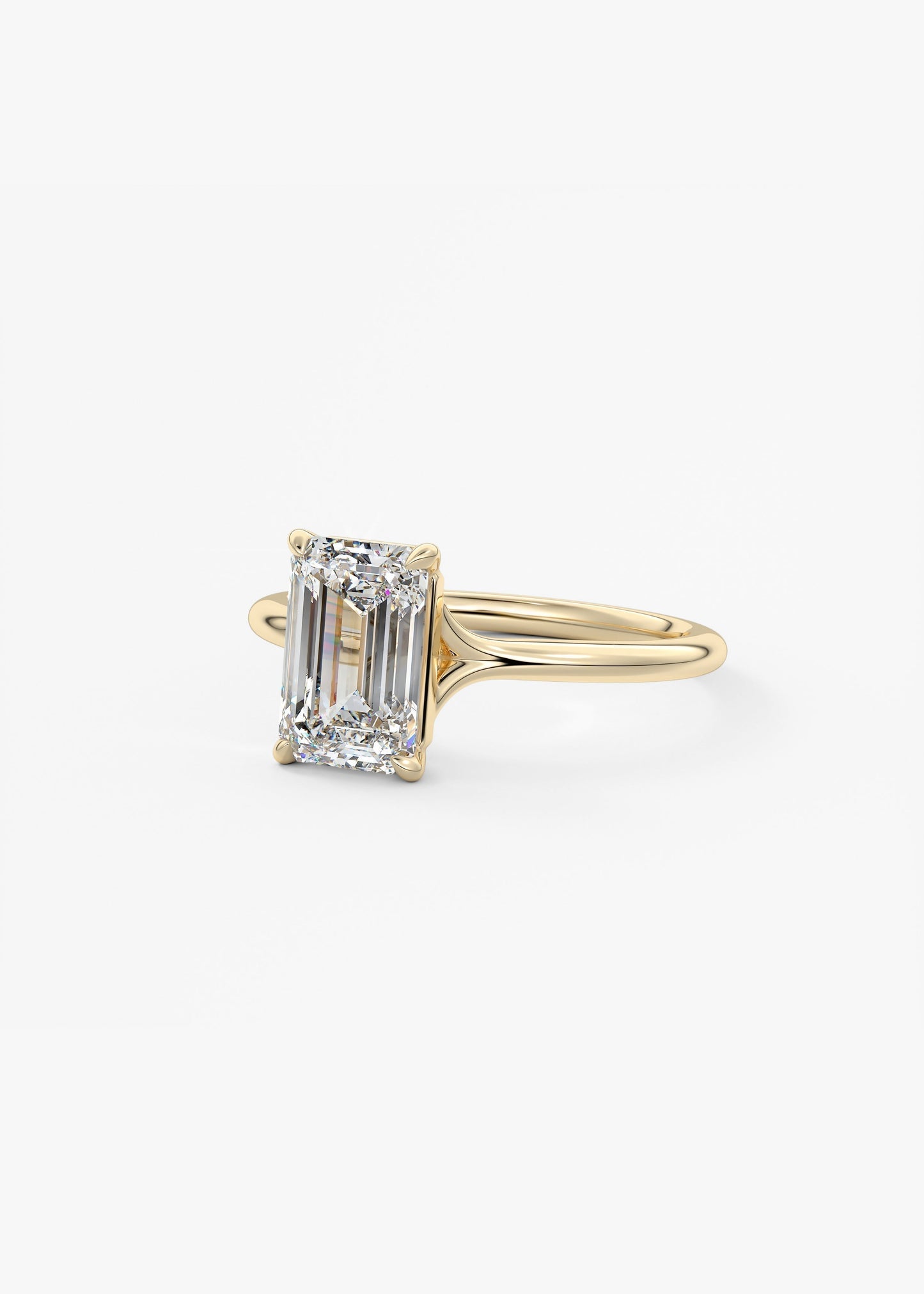 Emerald Split Shank Lab Grown Diamond Engagement Ring