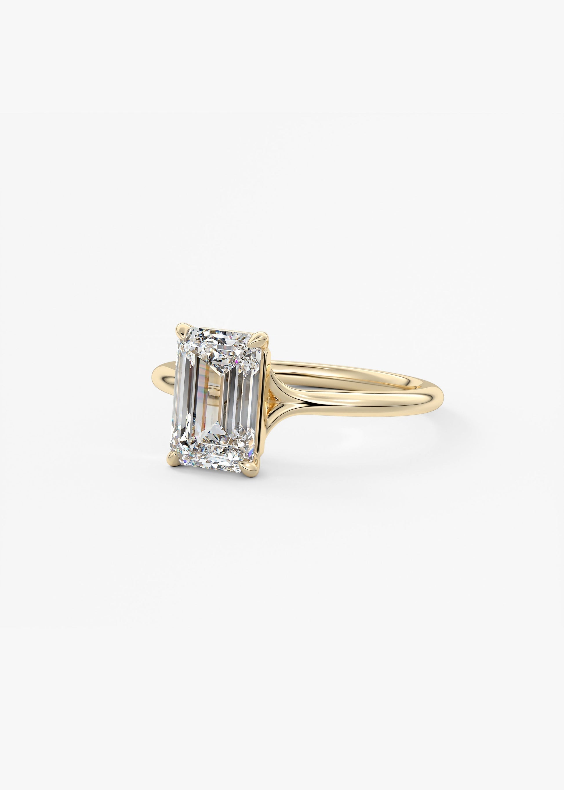 Emerald Split Shank Lab Grown Diamond Engagement Ring