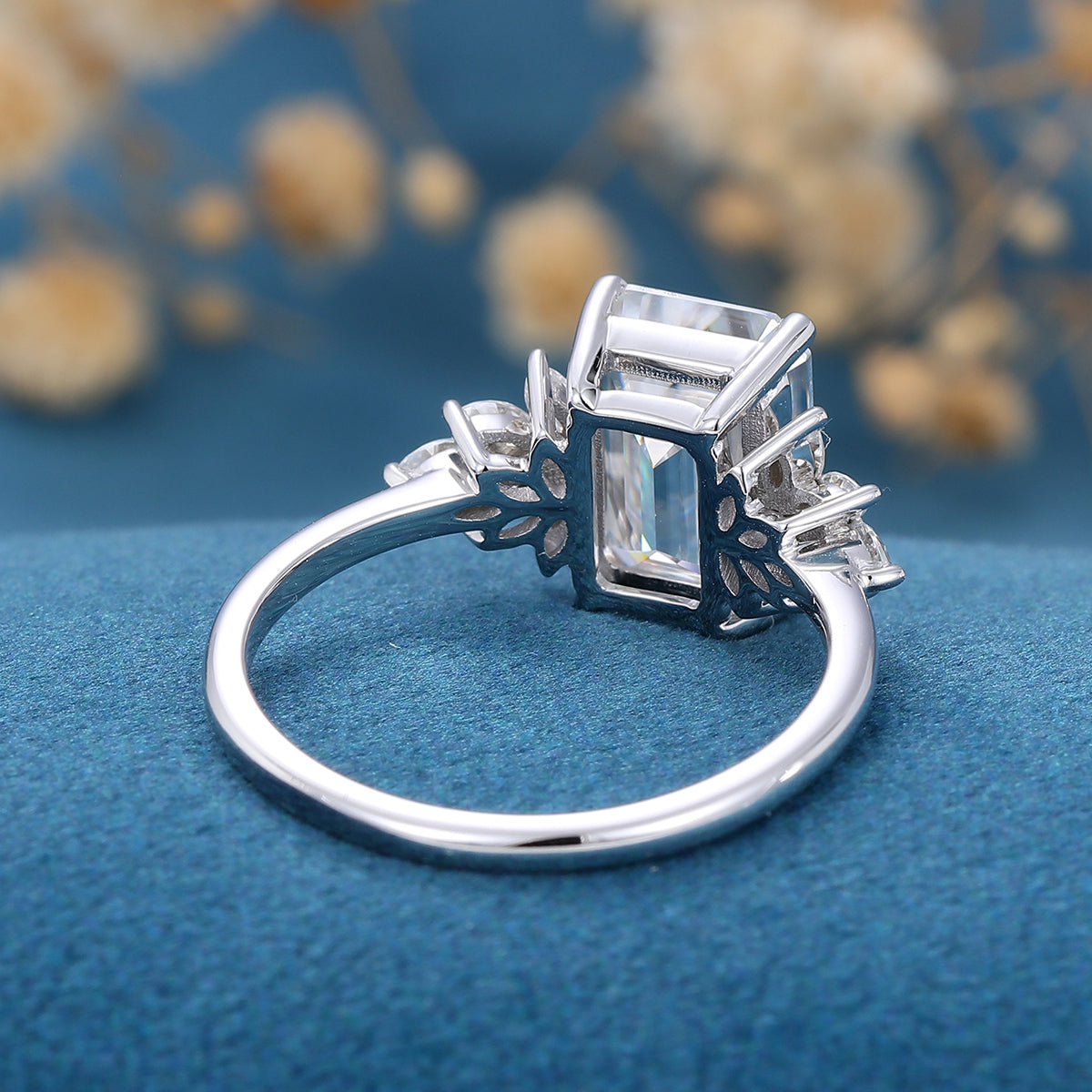 Emerald Cluster Lab Grown Diamond Engagement Ring