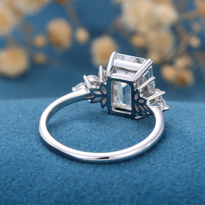 Emerald Cluster Lab Grown Diamond Engagement Ring