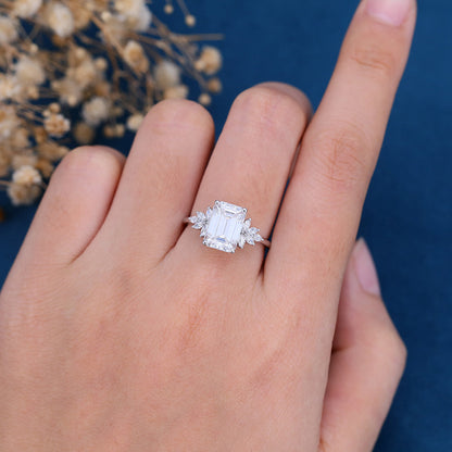 Emerald Cluster Lab Grown Diamond Engagement Ring