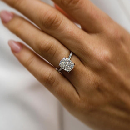 Cushion Pave Lab Grown Diamond Engagement Ring