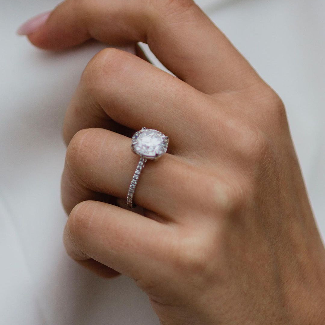 Round Pave Lab Grown Diamond Engagement Ring