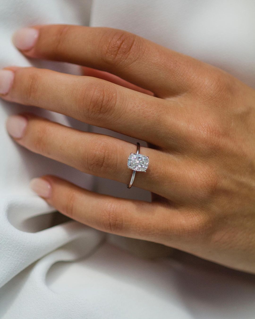 Cushion Hidden Halo Lab Grown Diamond Engagement Ring