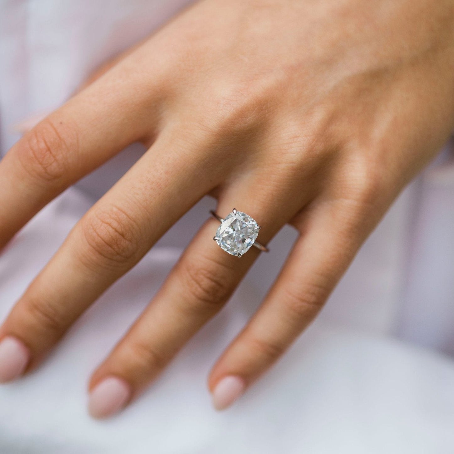 Cushion Solitaire Lab Grown Diamond Engagement Ring