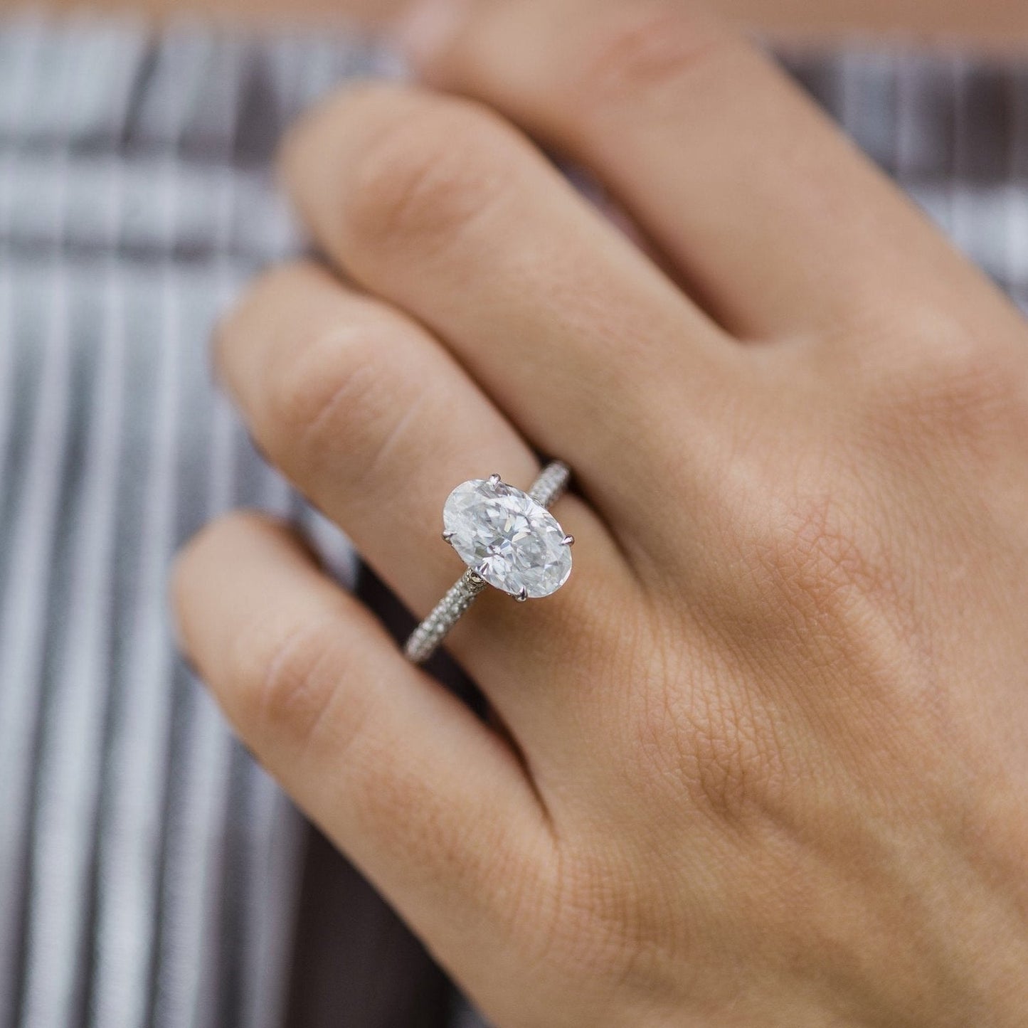 Oval Pave Lab Grown Diamond Engagement Ring