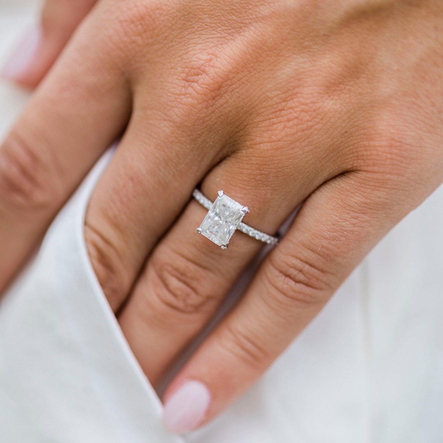Radiant Pave Lab Grown Diamond Engagement Ring