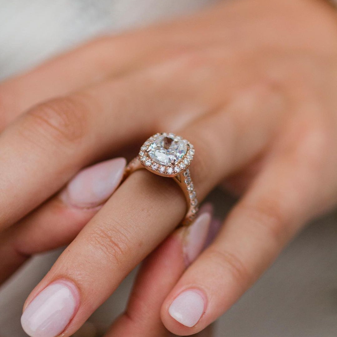 Cushion Halo & Pave Lab Grown Diamond Engagement Ring