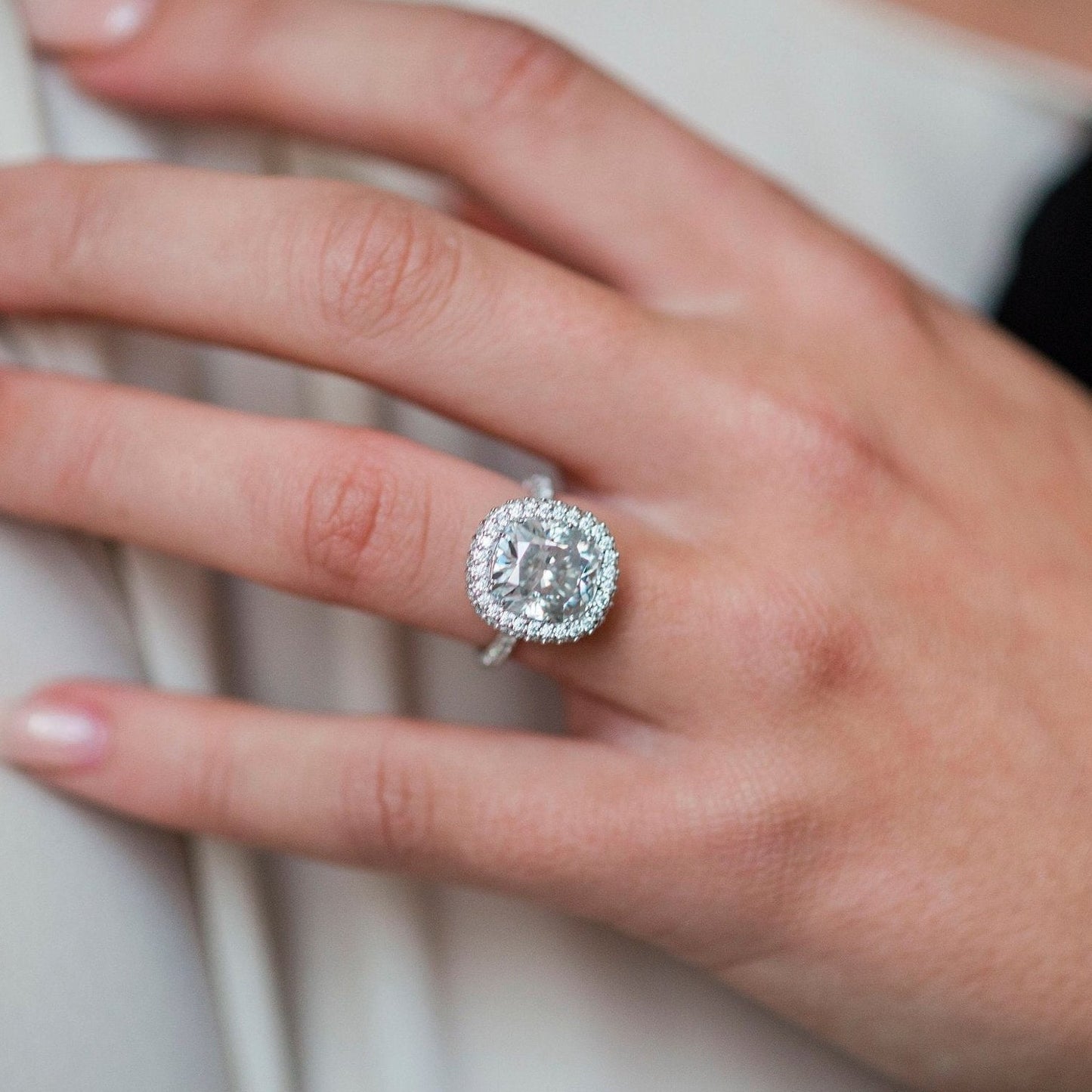 Cushion Halo & Pave Lab Grown Diamond Engagement Ring