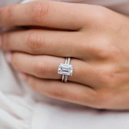 Emerald Solitaire Lab Grown Diamond Engagement Ring