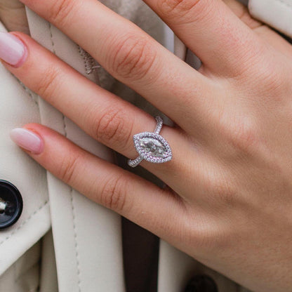 Marquise Halo & Pave Lab Grown Diamond Engagement Ring