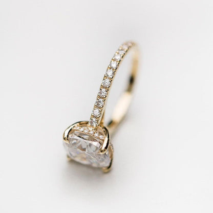 Cushion Pave Lab Grown Diamond Engagement Ring