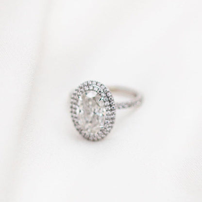 Oval Double Halo & Pave Lab Grown Diamond Engagement Ring