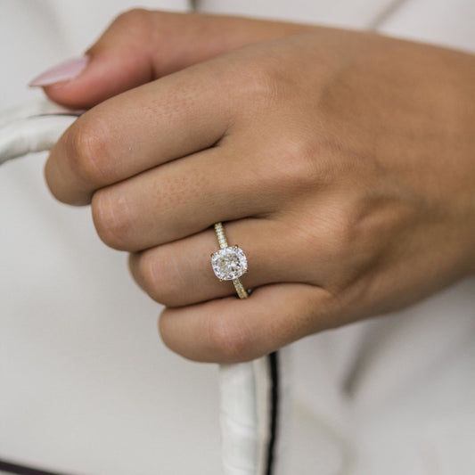 Cushion Pave Lab Grown Diamond Engagement Ring
