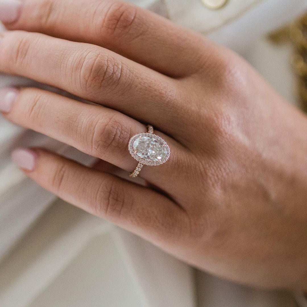 Oval Halo & Pave Lab Grown Diamond Engagement Ring
